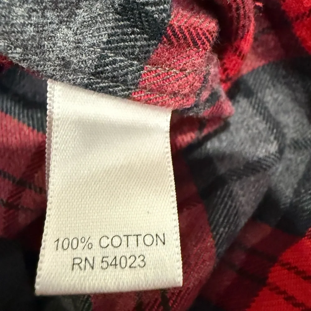Banana Republic Shirt Plaid Flannel 100% Cotton Button Down Red Gray Size Large